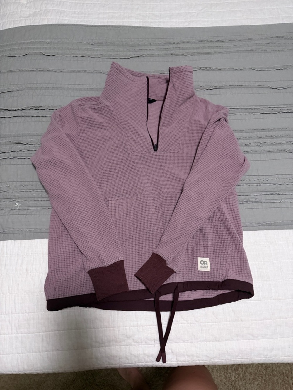 Outdoor Research Mauve Waffle-Knit Half-Zip Pullover with Dark Plum Accents